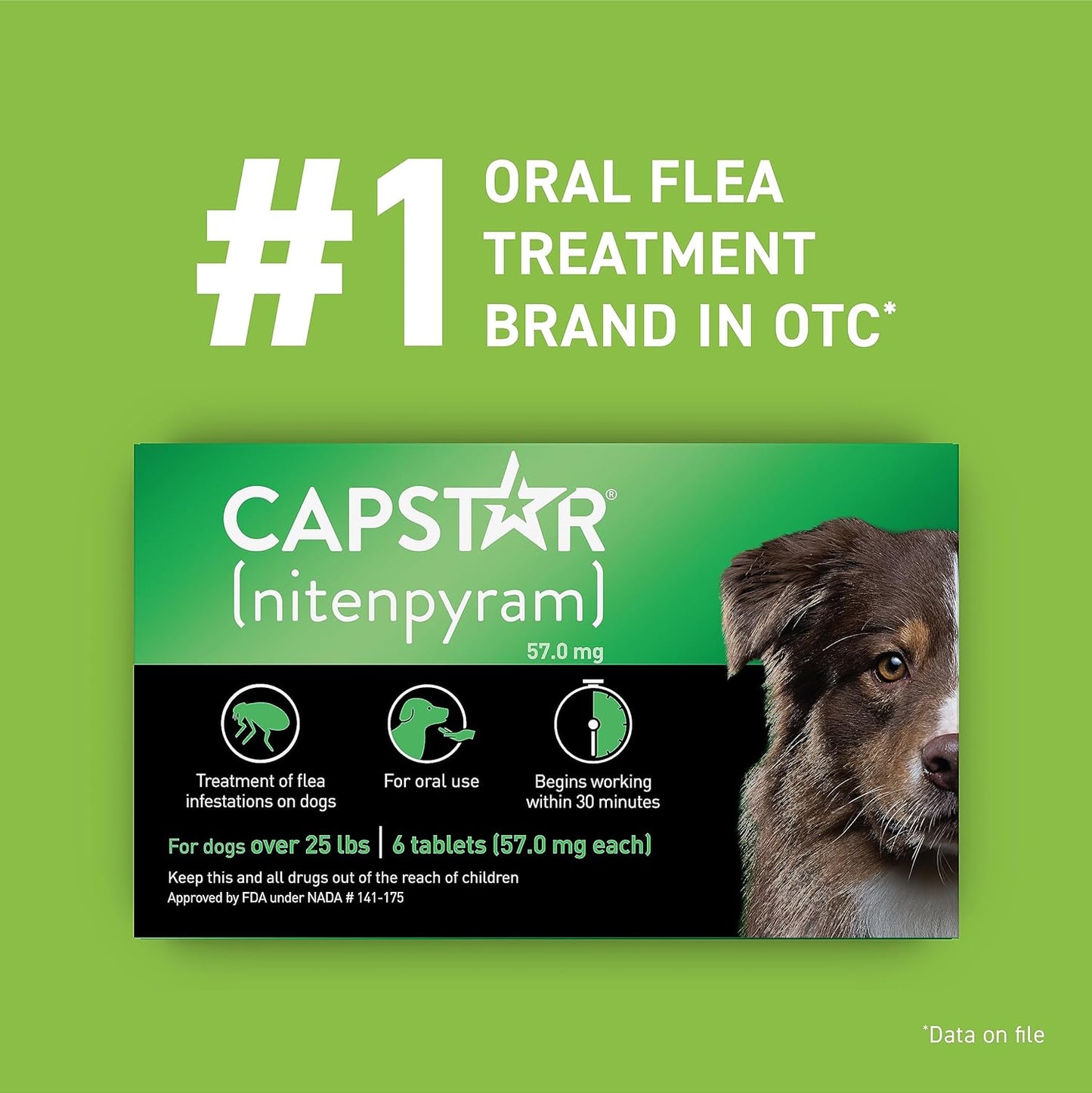 Capstar for Dogs (nitenpyram), Fast-Acting Oral Flea Treatment for Dogs Over 25+ lbs, Vet-Recommended Flea Medication Tablets Start Killing in 30 Minutes, 6 Doses