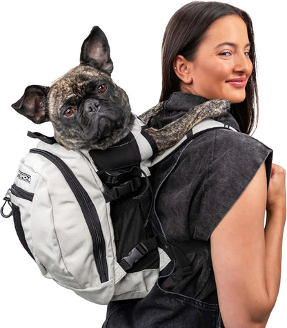 K9 Sport Sack Plus 2 - Small, Light Grey - Ideal for Dogs 13-16” Long - Adjustable, Backpack-Style Carrier with Multi-Functional Storage Pack, Thick Shoulder Straps & Padded Back Panel