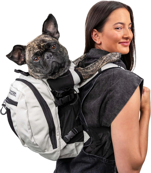 K9 Sport Sack Plus 2 - Small, Light Grey - Ideal for Dogs 13-16” Long - Adjustable, Backpack-Style Carrier with Multi-Functional Storage Pack, Thick Shoulder Straps & Padded Back Panel