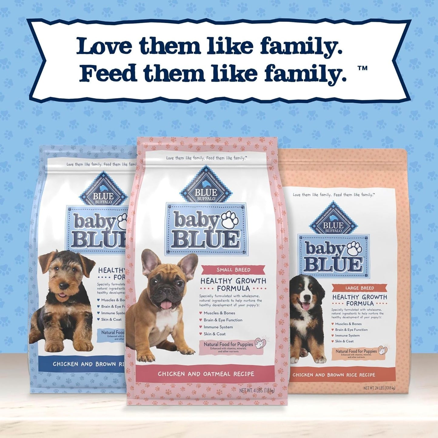 Blue Buffalo Baby Blue Natural Dry Food for Puppies, Healthy Growth Formula with DHA, Savory Chicken Recipe, 4-lb Bag
