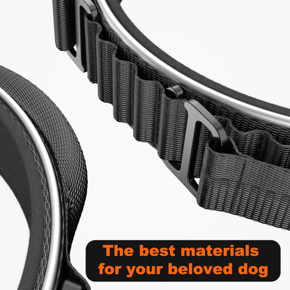 2025 New and Improved AirTag Dog Collar, Military Tactical Dog Collar with AirTag Holder - Adjustable Control Handle, Durable Metal Buckle, Comfortable GPS Dog Collars (M, Black)