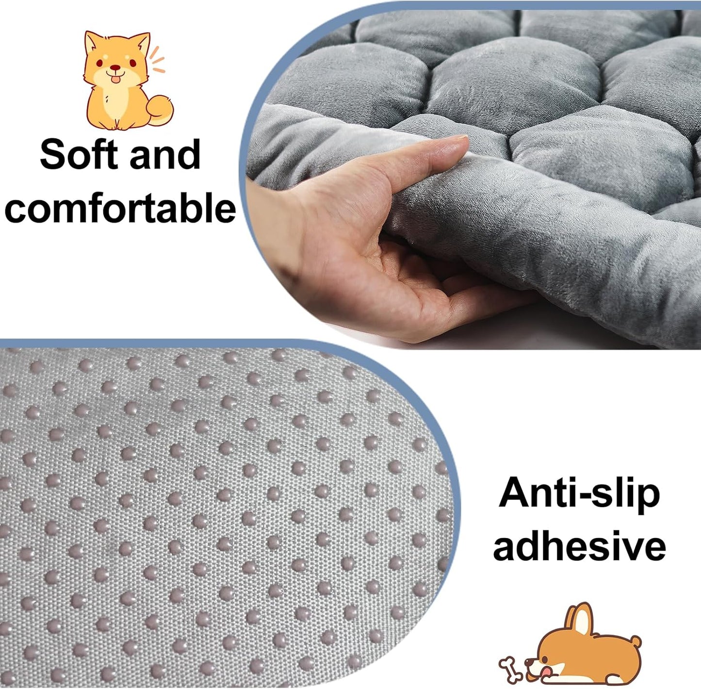 Dog Bed for Car，Dog Car Seat Cover for Back Seat，Non-Slip Travel Pet Mat，Nonslip Soft Durable，Fit for Backseat Extenders and Trucks SUVs (Gray)