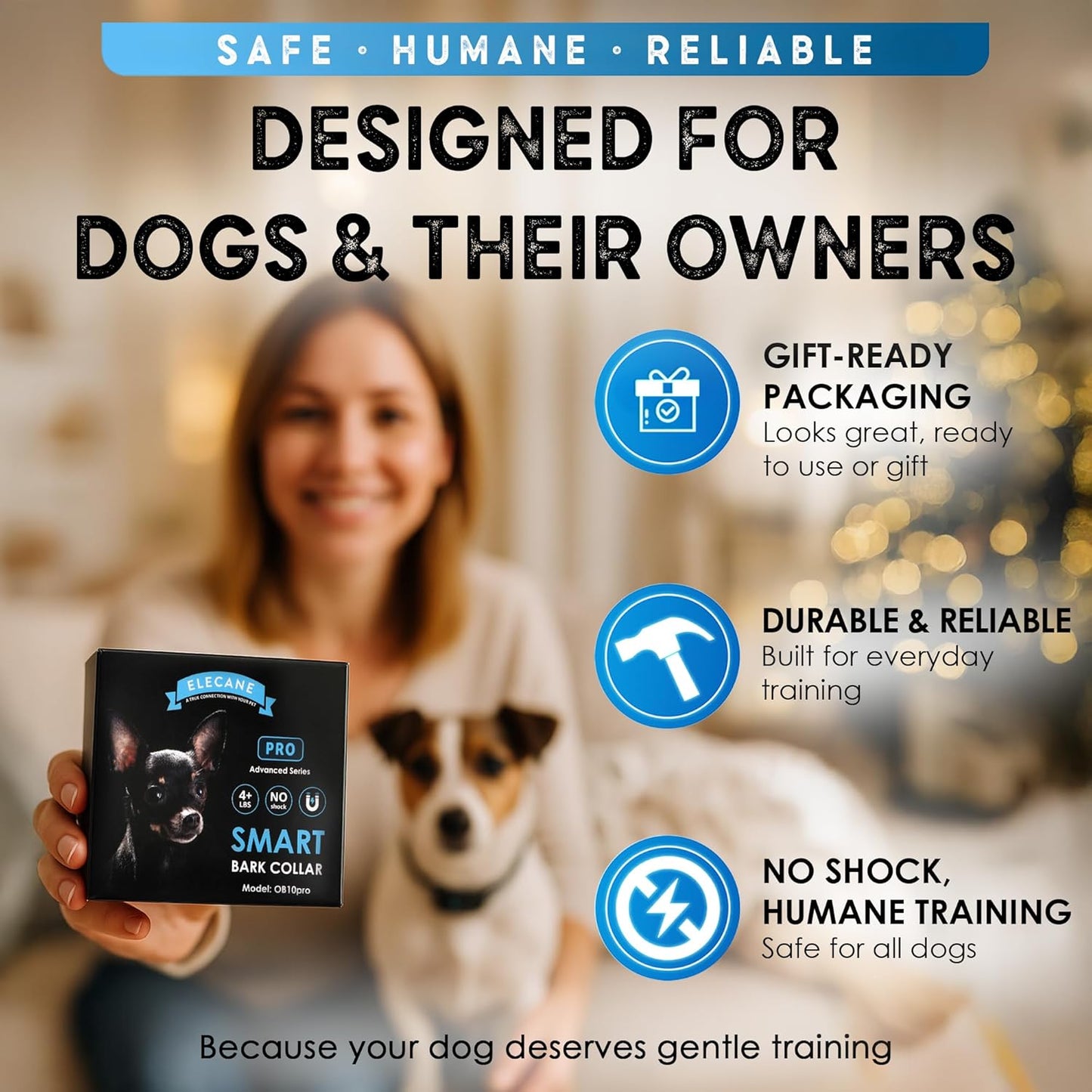 Bark Collar for Small Dogs 5-15 lbs – No Shock Anti Barking Collar with AI Chip – 3 Modes & 5 Sensitivity Levels – Waterproof, Rechargeable, Magnetic Charging – Humane, Effective Training (Black)