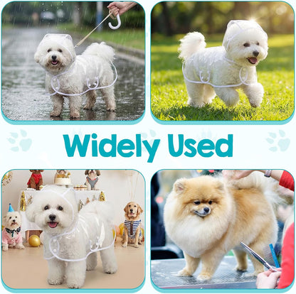Clear Dog Rain Poncho for Small Medium Dogs, Transparency Pet Raincoat Waterproof Cloak Pet Hooded Raincoat Jacket for Bichon Poodle (Transparent, Medium)