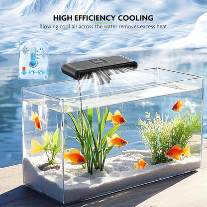 PAIZOO Aquarium Chiller Fan, Fish Tank Cooling Fans Aquarium Cooler with Temperature Probe & LCD Display, Auto Temperature Control & 3 Speed Modes Axolotl Cooler, 6.4W