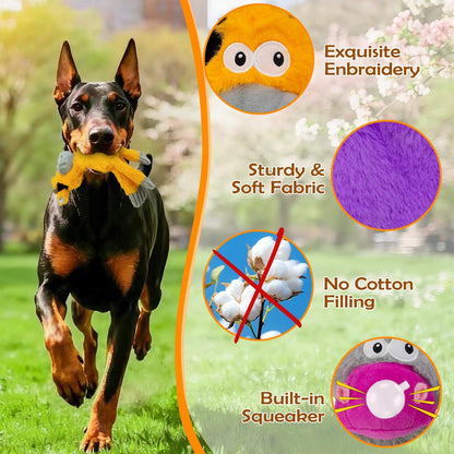 Squeaky Dog Toys, No Stuffing 5 Pack Crinkle Dog Toy for Small,Medium Large Dogs, Not for Aggressive Chewers, Indoor Outdoor Training,Dog,Donkey,Cow,Rhino,Hipo.