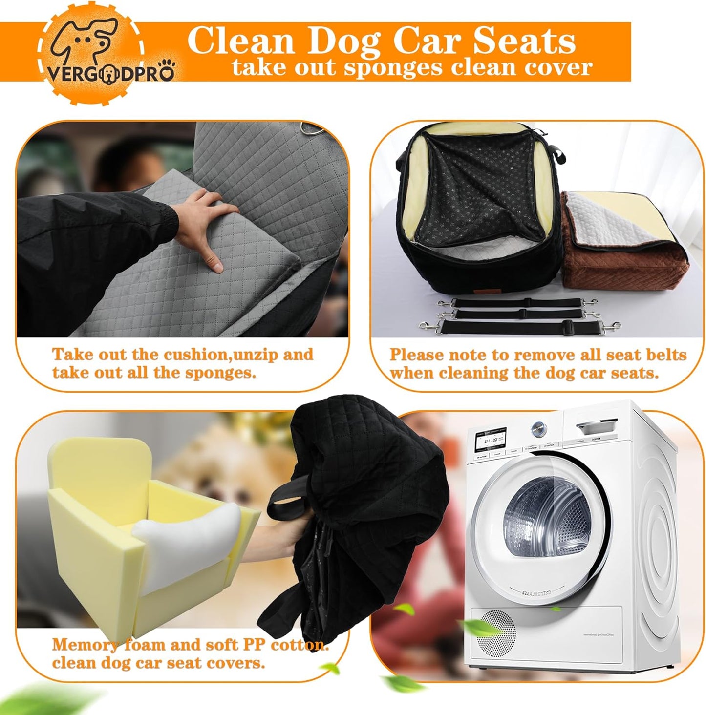 Dog Booster Car Seat for Medium/Small Sized Dogs,Memory Foam and Ultra Soft Fabric Car Pet Bed,Portable Travel Safety and Comfortable Dog Carseat with Washable Removable Cover,Thick Cushion（M-Blagre）