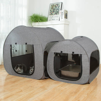 LUCKITTY Portable Cat Playpen, Delivery Room, Enclosure, Postoperative Recovery, House Design for Better Standing, Foldable Pet Tent for Indoor and Outdoor Use, Cat Houses & Condos Dark Gray