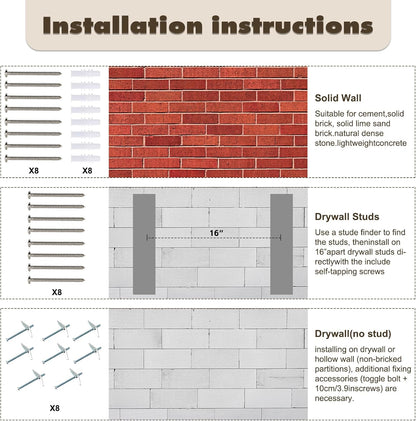 Cat Wall Shelves Climber Systems, Set of 7 Heavy Duty Wall-Mounted Cat Furniture Set with Scratcher Post, Bridge Ladder, Wooden Platform and Hanging Ball for Kittens, Large Cats