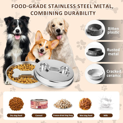 Slow Feeder Dog Bowls, 5 Cups Stainless Steel Metal Slow Feeder for Medium & Big Dogs, Pet Bowl for Fast Eaters, Slows Down Eating, Dishwasher Safe, Anti-Gulping Dog Bowl (2PCS)