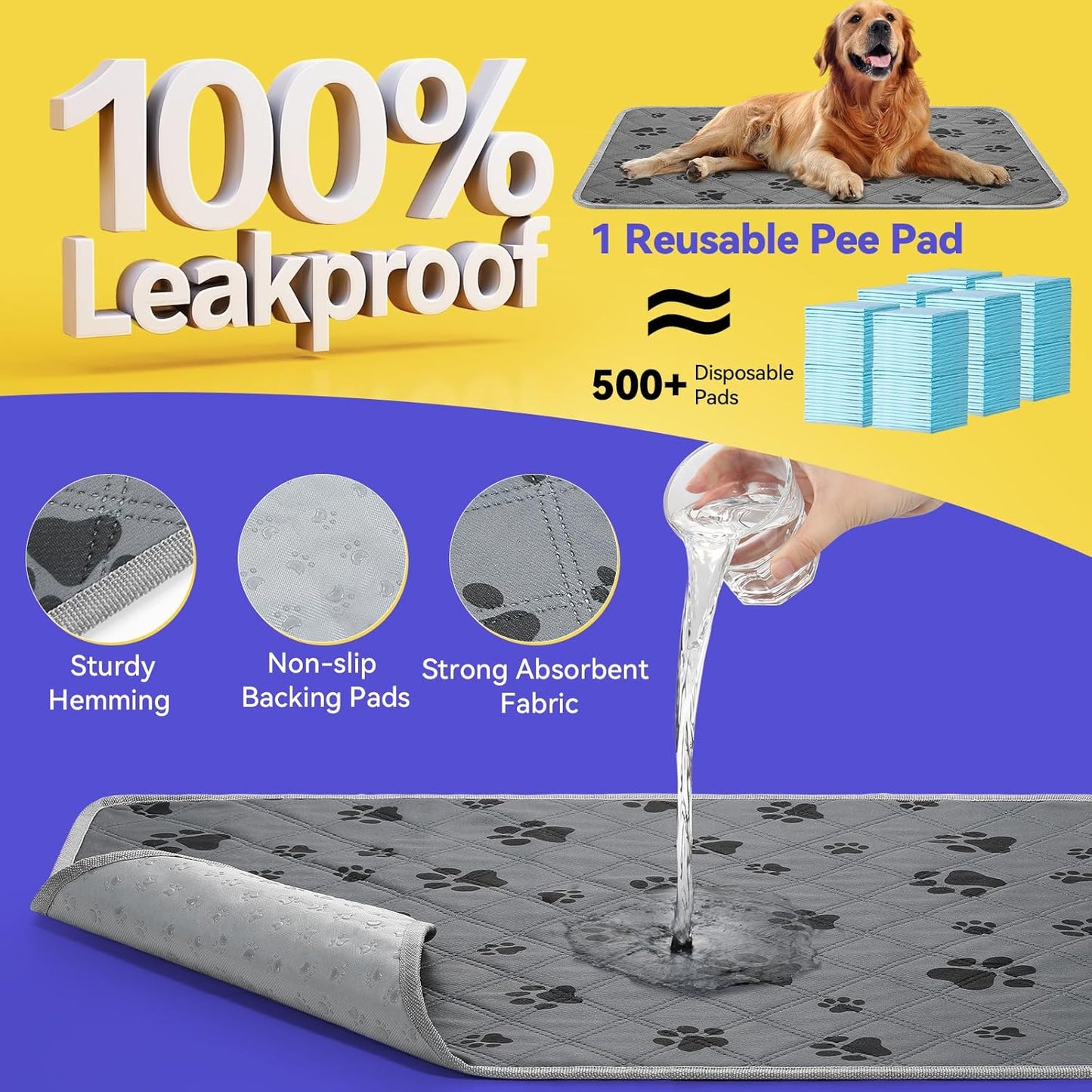 Dog Grass Pad with Tray Large, 35" x 24" Stainless Steel Dog Litter Box with 2 Premium Grass Pads & Reusable Pee Pad - Durable, Rust-Proof, Easy Clean Dog Toilet for Large Dogs Indoor Outdoor Use