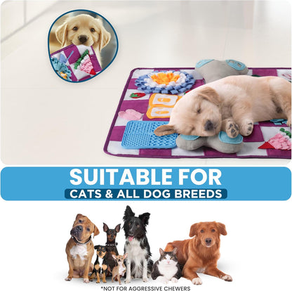 Soft Snuffle Mat for Dogs Large Breed & Lick Pad, Keeps Pets Busy, Comfortable Sniff & Enrichment Mat to Lay On, Puzzle Toy with Lots of Games, Anti-Slip & Washable, Slows Down Feeding