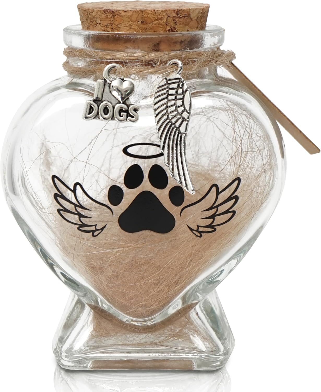 Dog Memorial Gifts for Loss of Pet - Rotating Wooden Frame for 4x6 Photo & Fur Hair Jar - Sympathy Gift for Pet Bereavement, Remembrance Keepsake - Rainbow Bridge Gift for Dog Lovers