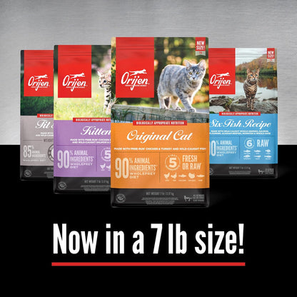 ORIJEN Grain Free High Protein Premium Dry Cat Food Six Fish Recipe 7lb Bag