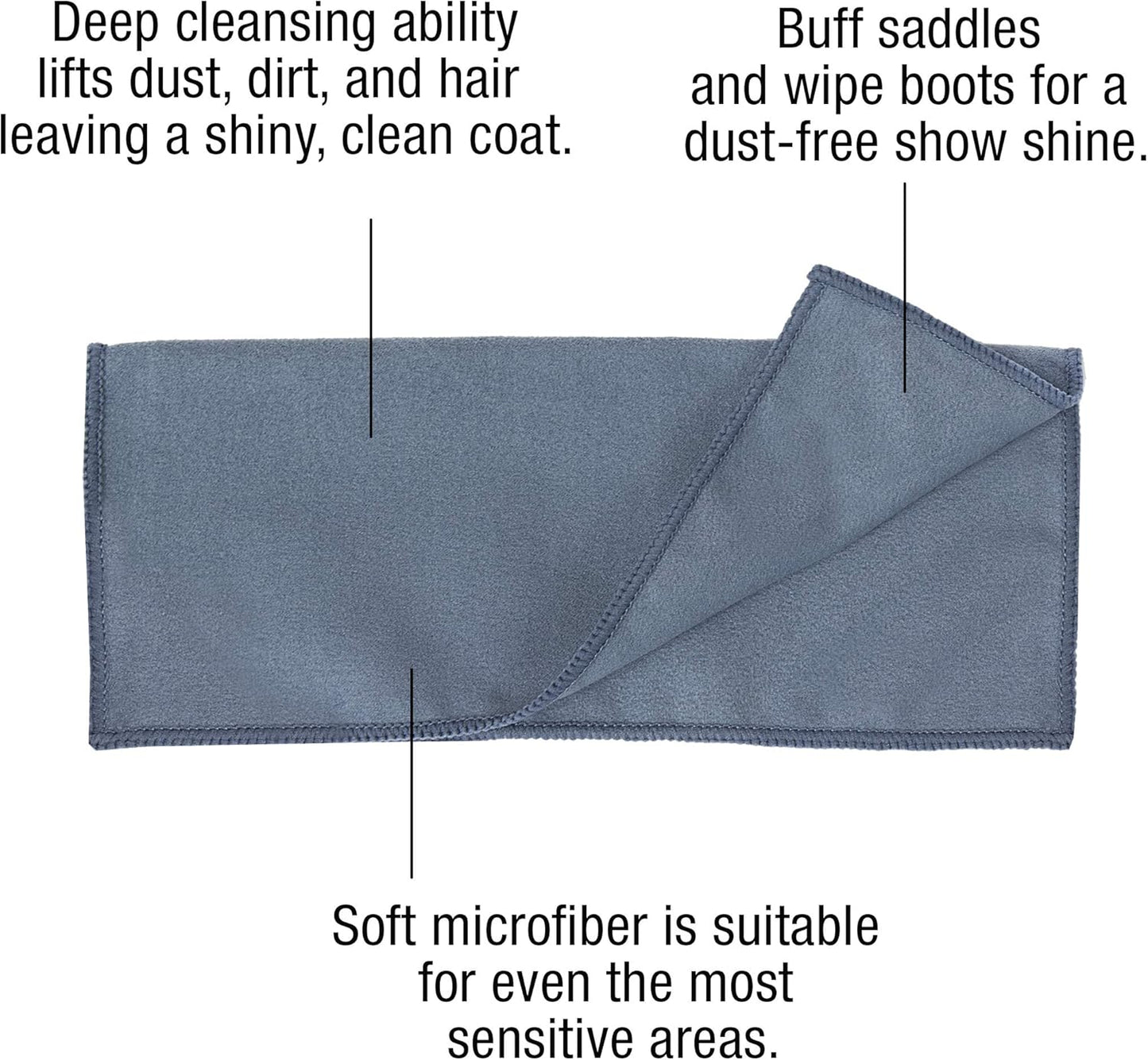 ECP Equine Comfort Products Microfiber Tack Cleaning Towels, Lifts Dirt, Dust & Sweat from Saddles, Bridles & Girths, Polishes Metal & Boots, Chemical-Free Leather Care, for Shows & Daily Use, 3-Pack