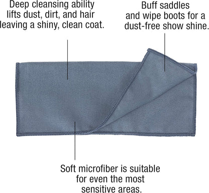 ECP Equine Comfort Products Microfiber Tack Cleaning Towels, Lifts Dirt, Dust & Sweat from Saddles, Bridles & Girths, Polishes Metal & Boots, Chemical-Free Leather Care, for Shows & Daily Use, 3-Pack