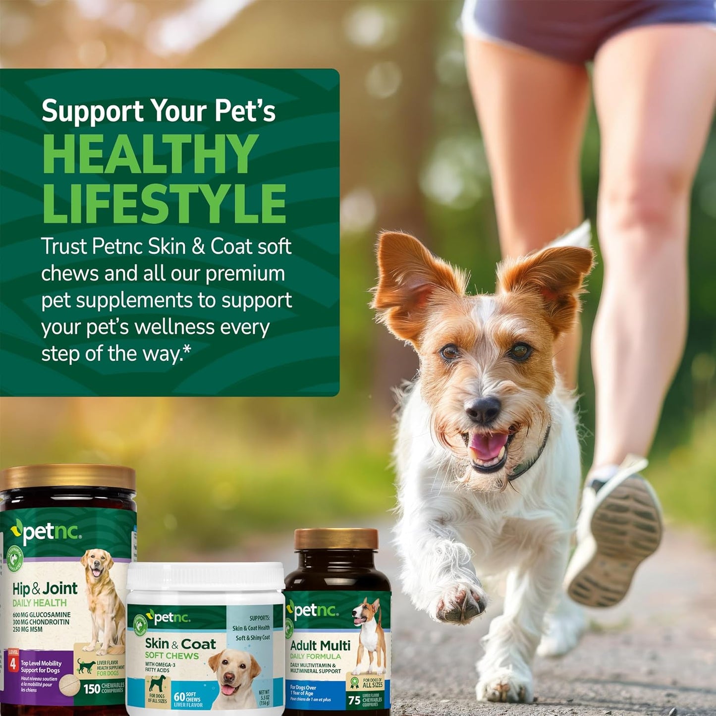 Petnc Natural Care Dog Skin and Coat Supplement (60 Chewables), With Omega 3, EPA & DHA, Promotes Healthy Skin & Glossy Coat, For Dogs 18 Weeks & Older, Liver Flavor