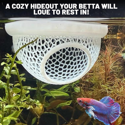 Aquarium Floating Betta Fish Skins, Suitable for Fighting Fish, Shrimp, and Small Fish Multi-Functional Hammock, Aquarium Hiding Feeding Decorative Accessories (White)