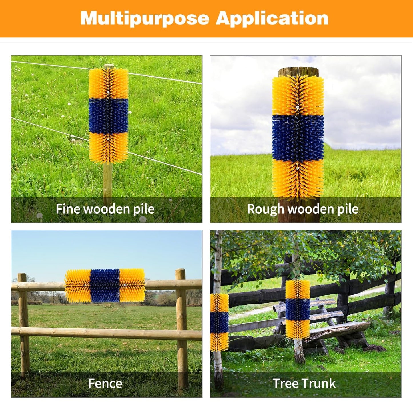 2 Pcs Livestock Scratch Brushs, Cattle Brush Relieves Itching and Cleansing Massage Brush Kit, Cattle Supplies Suitable for Cows, Horses, Sheep & Pigs with 2 Screws