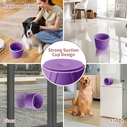 Dog Lick Bowl, Bestalk Anxiety Relief Slow Feeder Dog Freeze Mat Treat Dispenser, Non-Slip Licking Bowl Enrichment Toys for Small Medium and Large Breed Dogs, BPA Free Silicone(Purple,M-L)