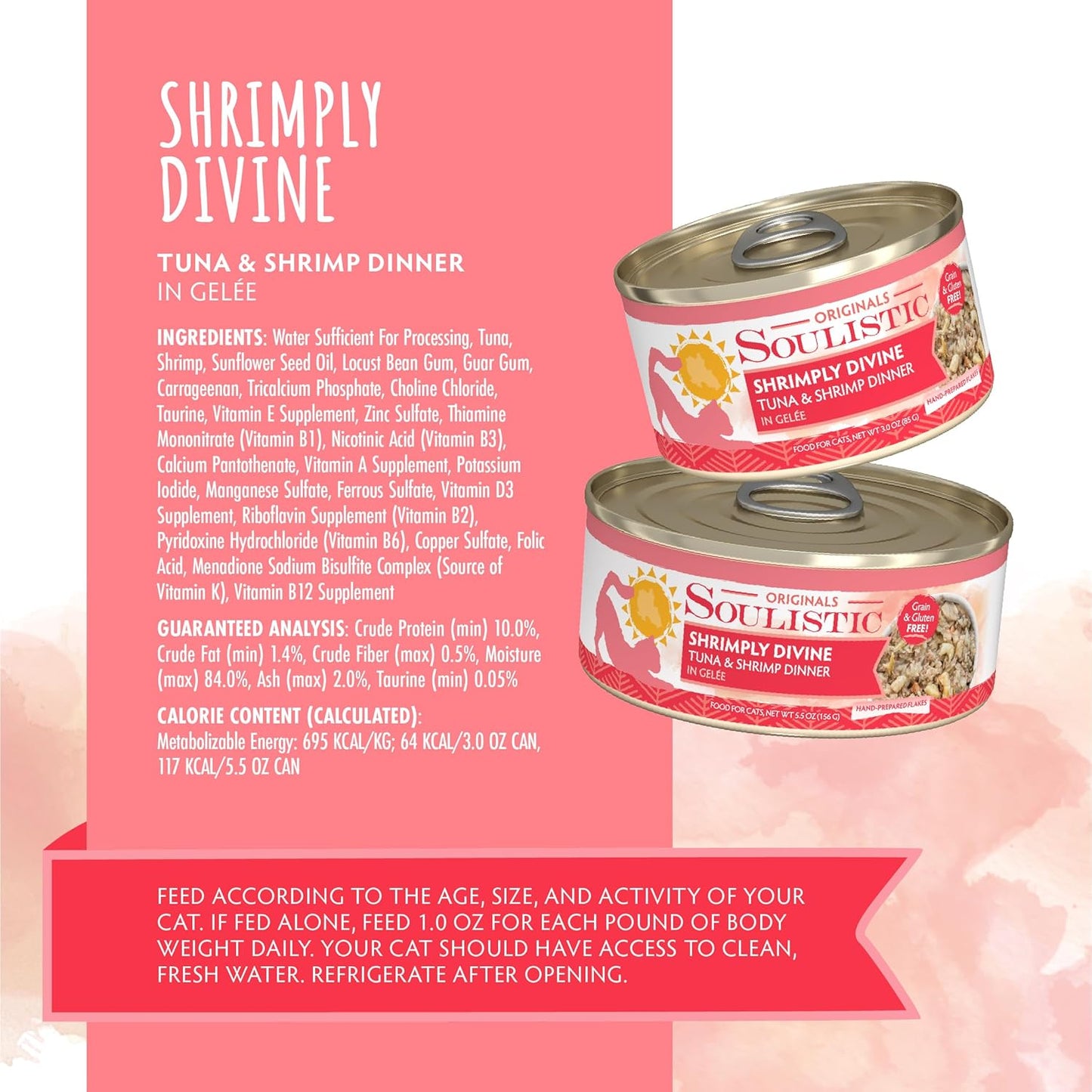 Soulistic Originals, Shrimply Divine Tuna and Shrimp Dinner in Gelée, 5.5oz Can, Pack of 8