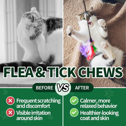 Flea & Tick Support for Cats, Fleas and Ticks Chews + Fleas and Ticks Drops Comfort Formula for Cat All Breeds & Ages