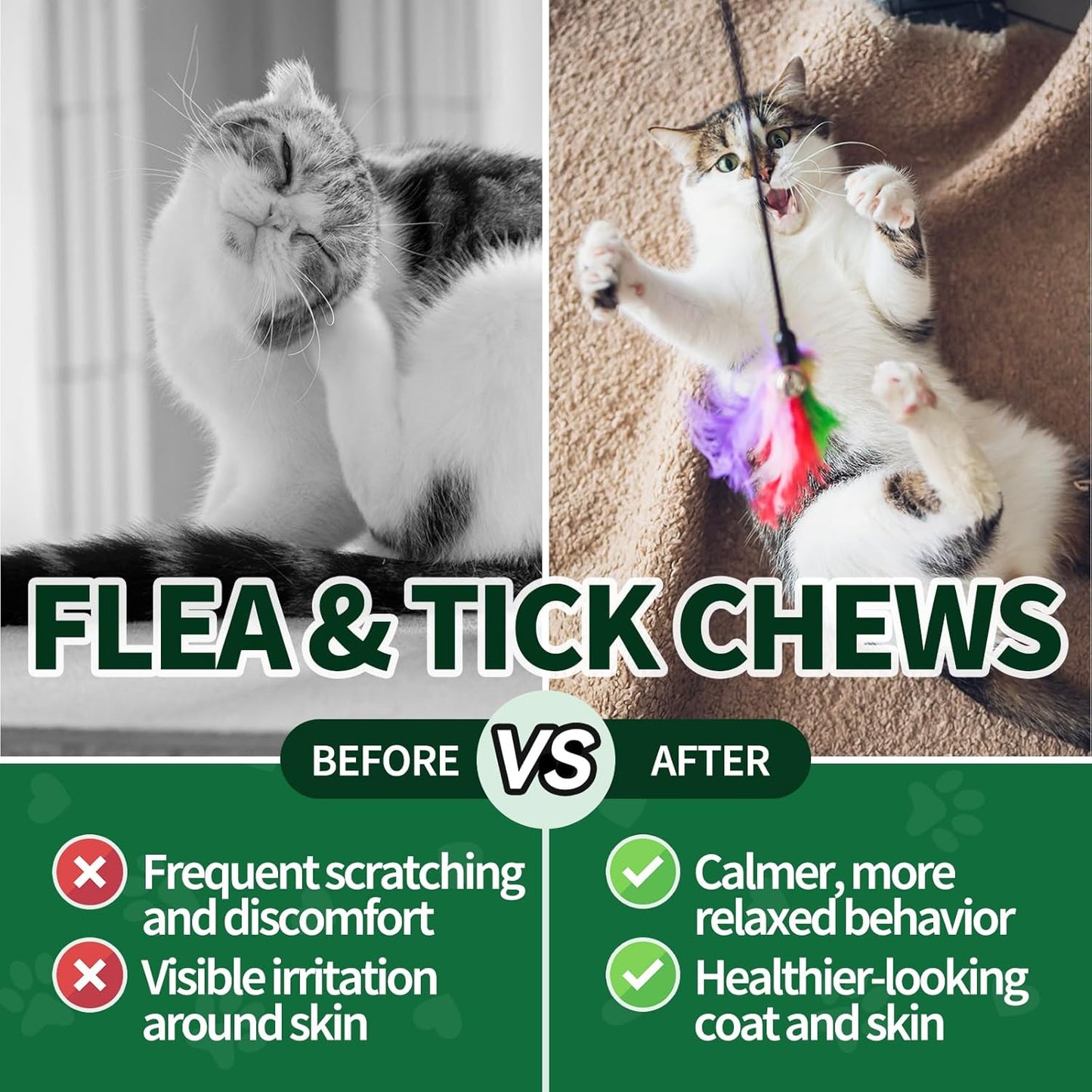 Flea & Tick Support for Cats, Fleas and Ticks Chews + Fleas and Ticks Drops Comfort Formula for Cat All Breeds & Ages