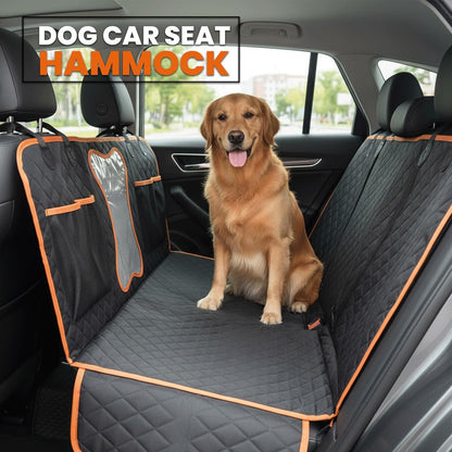 Dog Car Seat Cover with 2 Hammock Straps & 1 Safety Belt – Waterproof, Nonslip, Scratchproof Pet Back Seat Protector for Cars, SUVs & Trucks – Easy to Install, Washable Travel Accessory