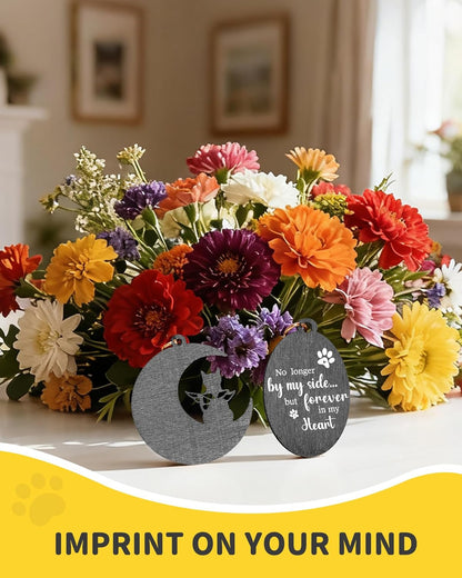 Dog & Cat 3-IN-1 Memorial Wooden Picture Frame Set, Lost Pet Sympathy Gifts with 360° Rotation Wooden Picture Frame for Two 4"x6" Photos, Pet Memory Gifts for Dog/Cat Passing