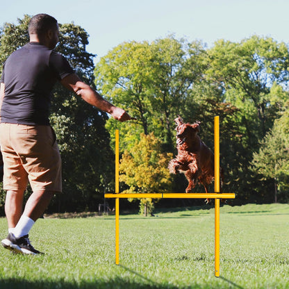 TNZMART 2.6 FT Dog Agility Obstacle Course Backyard Set Wave Poles and Adjustble Hurdles Training Exercise Equipment for Dogs (Pack of 3 Yellow)