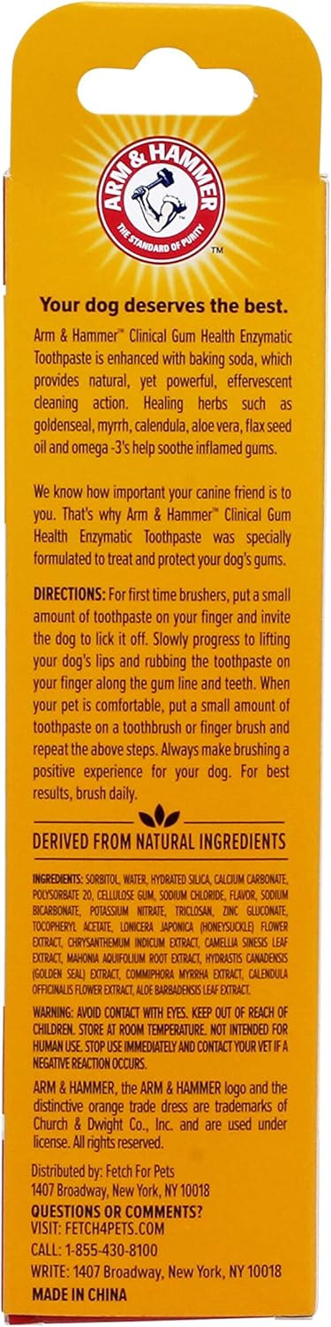 Arm & Hammer for Pets Clinical Care Enzymatic Toothpaste for Dogs | Soothes Inflamed Gums | Dog Toothpaste Enzymatic, Chicken Flavor, 2.5 Oz | Arm and Hammer Toothpaste for Dogs, Dog Dental Care