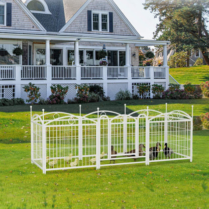 Dog Playpen Indoor 24 Inch 8 Panels Metal Dog Pen Pet Dog Fence Outdoor Exercise Pen with Doors White A Win-Win Solution Outdoor Ready