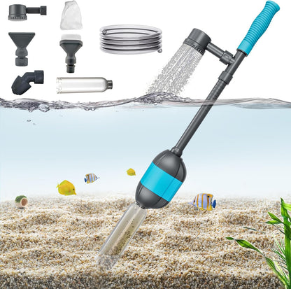 Carefree Fish 30W Electric Aquarium Gravel Cleaner with 6Ft Tubing 6IN1 Automatic Fish Tank Gravel Vacuum Water Changer Wash Sand and Water Circulation (for 20Gal~800Gal Fish Tank) 2.2Lb
