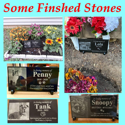 ODB Personalized Pet Memorial Stones, Black Granite Memorial Garden Stone Engraved with Photo, Gifts for Someone Who Lost a Loved One, or Pet, Dog, Cat (with Photo)