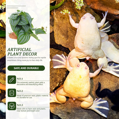 BESTonZON Reptile Terrarium Plants Artificial Decor Resin Plastic Hidden Hide Plant for Gecko Lizard Tortoise Habitat Landscape Accessories