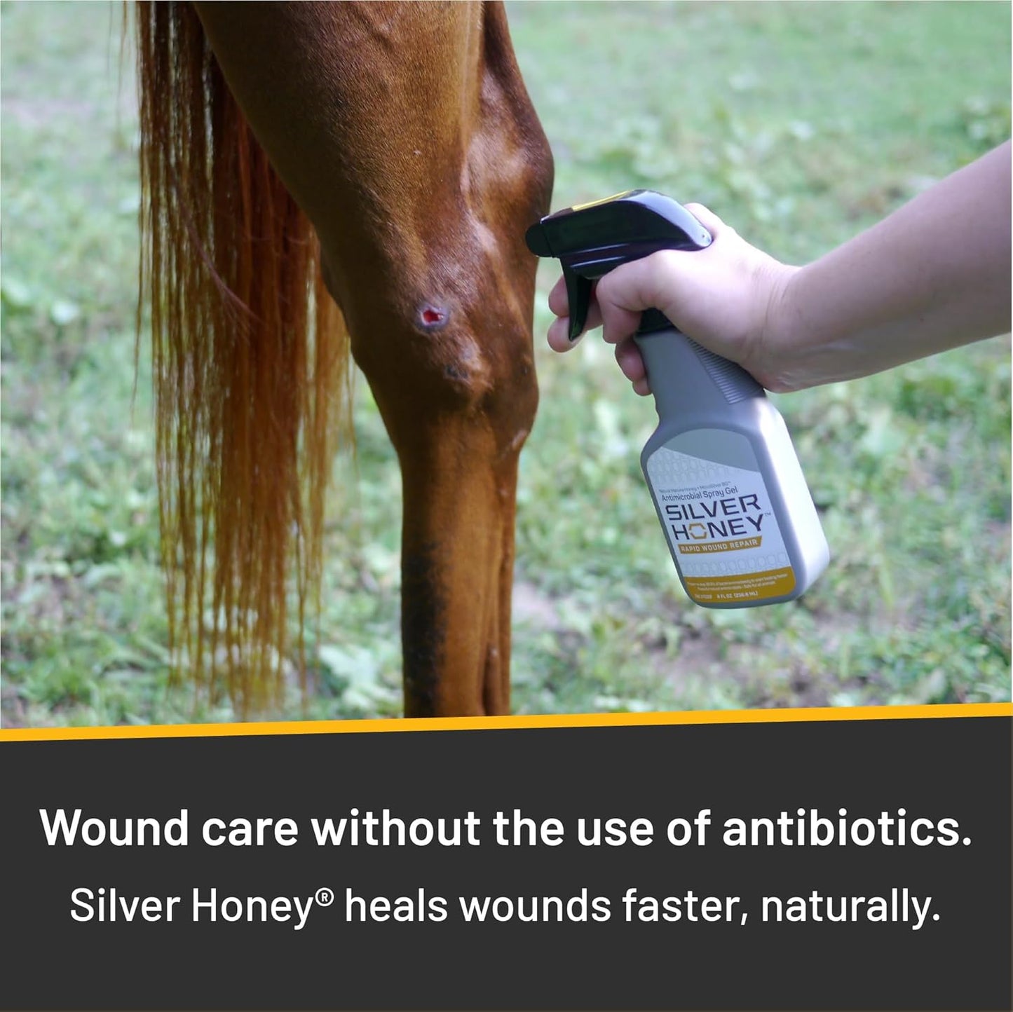 Absorbine Silver Honey Rapid Wound Repair Spray Gel for Horses & Large Animals, 8oz Bottle