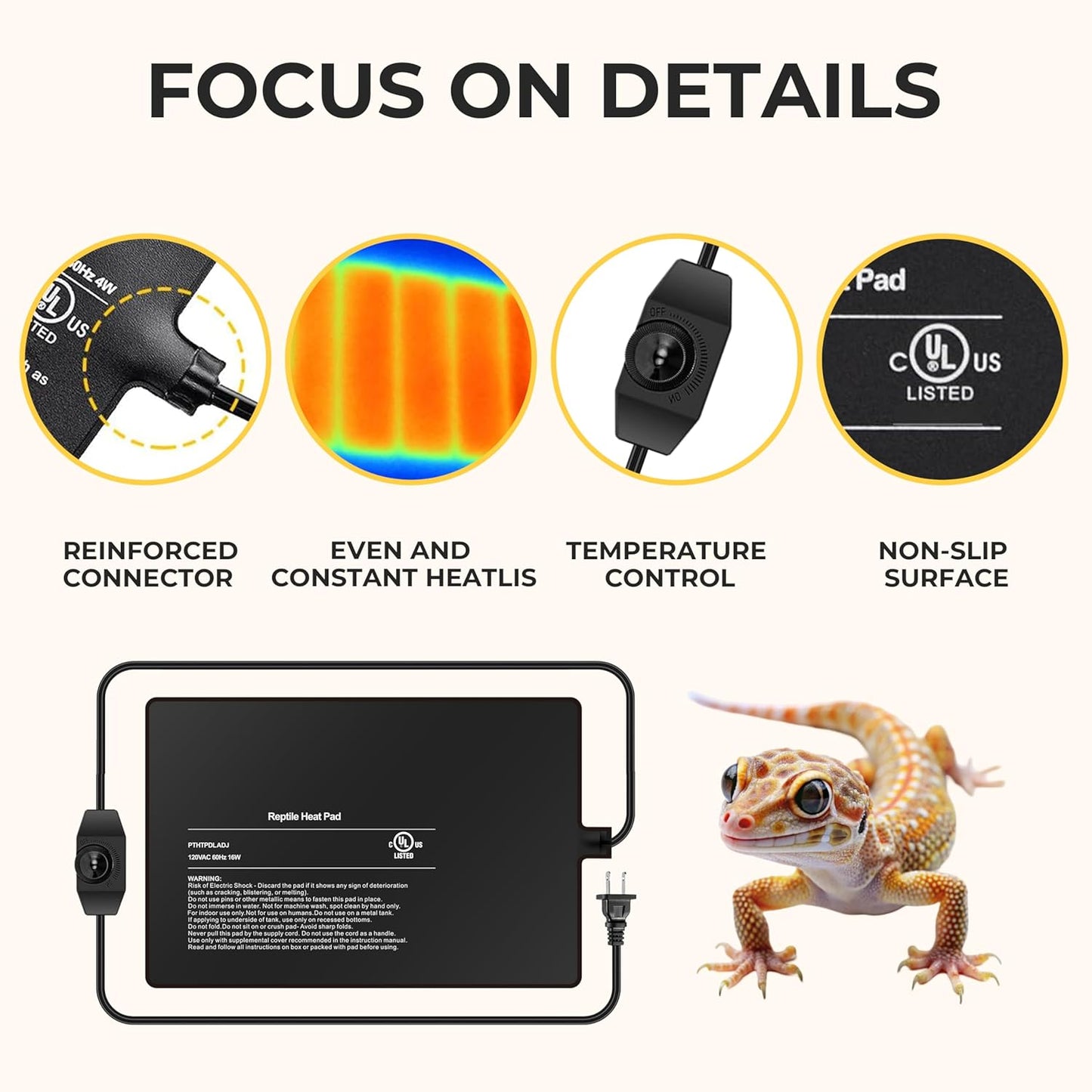 8x12 Inch Reptile Heating Pad with Temperature Controller Waterproof Under Tank Adjustable Terrarium Heat Mats for Reptiles, Amphibians & Small Pets, 2 Pack