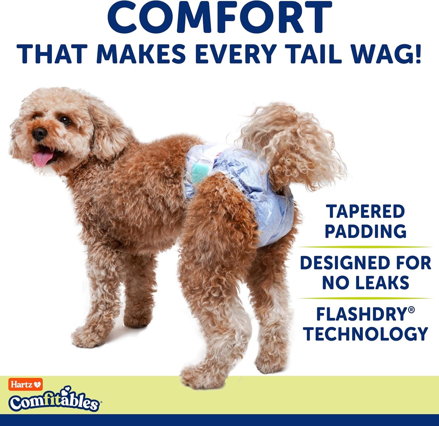 New! Hartz Comfitables Disposable Dog Diapers, Size XS 38 count, Comfortable & Secure Fit, Easy to Put On, Super Absorbent Male and Female Diaper