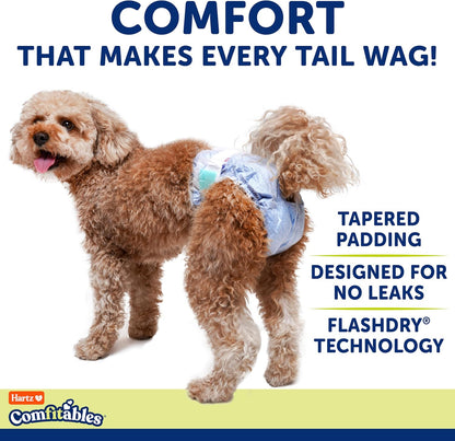 New! Hartz Comfitables Disposable Dog Diapers, Size XS 38 count, Comfortable & Secure Fit, Easy to Put On, Super Absorbent Male and Female Diaper