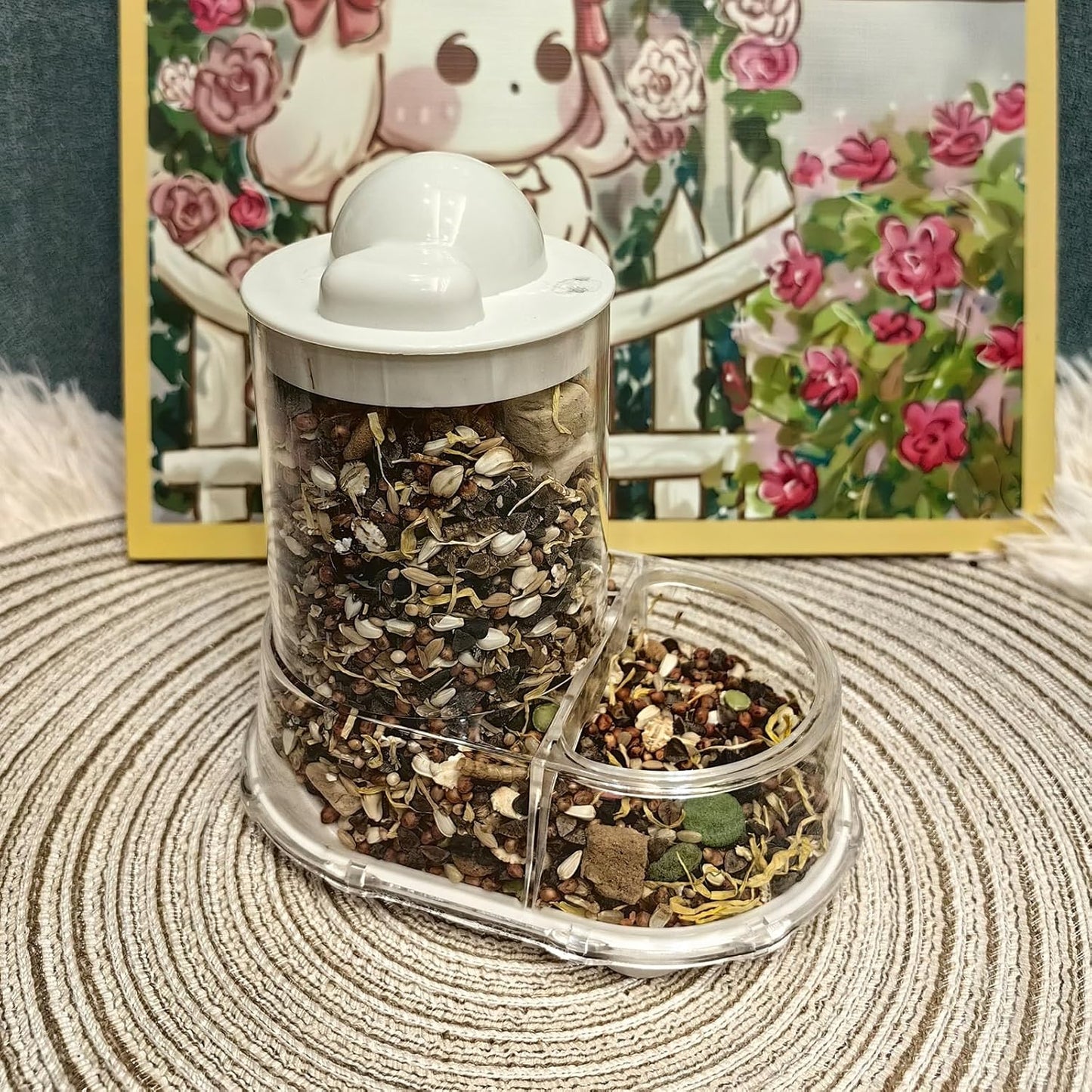 Automatic Hamster Feeder Food Dish Bowl Dispenser for Syrian Dwarf Hamsters, Gerbils, Mouse, Guinea Pig, Hedgehog (Green)