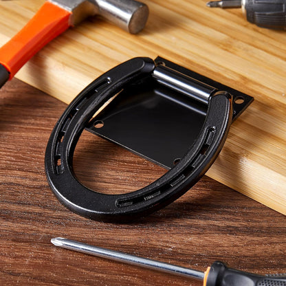 Zhengmy 4 Set Tie Ring for Horses, Heavy-Duty Solid Steel, with Expansion Screws, 3 x 3 Inch, Horseshoe Cross Ties Down, Tack Barn Stable Supplies for Horse, Black