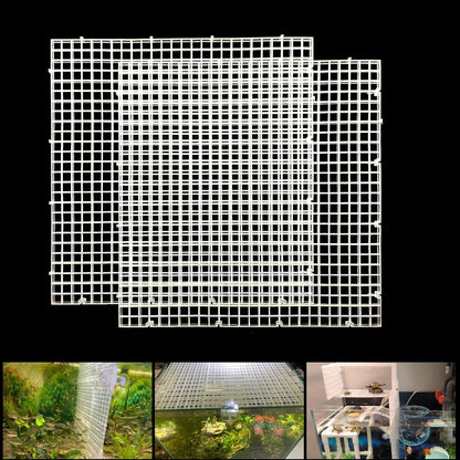 Adjustable Aquarium Fish Tank Divider Filter Bottom Plastic Grid Fish Tank Isolation Board Egg Crate Tray(White, 2pcs 11.8X11.8Inch with 0.35Inch Hole)