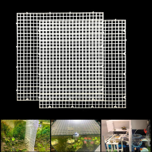 Adjustable Aquarium Fish Tank Divider Filter Bottom Plastic Grid Fish Tank Isolation Board Egg Crate Tray(White, 2pcs 11.8X11.8Inch with 0.35Inch Hole)