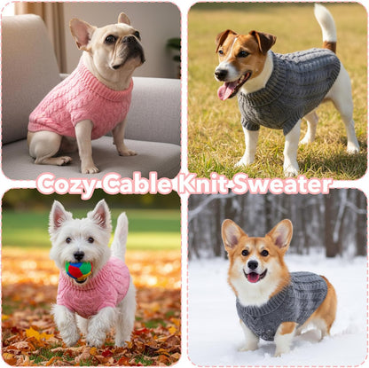 2 Pack Dog Sweaters for Medium Dogs, Soft Knitted Puppy Sweater Pet Warm Clothes in Winter Cold Weather Pullover Design Medium Dog Sweater for Boy Girl Dogs Cats (Grey, Pink)