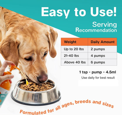 Fur & Health Wild Alaskan Salmon Oil with Omega 3 for Dogs & Cats - Natural Fish Oil Supplement Healthy Skin, Shiny Coat & Joint Support - Pure EPA & DHA Formula for Pet Immune Health 16oz