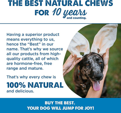 Best Bully Sticks Thick-Cut Cow Ears for Dogs - 12 Count (Pack of 1) - Natural, Free-Range Grass-Fed, Single Ingredient, High Protein, Easily Digestible, Great for Various Breeds