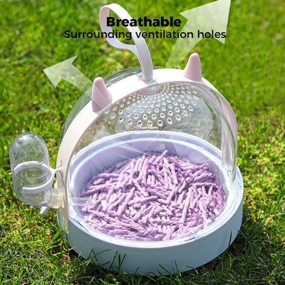 Mini&moe Hamster Travel Cage - Small Animal Carrier Cage with Water Bottle Small Portable Hamster Cage for Mice, Gerbils, Short Trips & Vet Visits