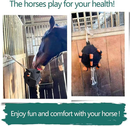 Horse Feeder Ball Toy, Interactive Adjustable Pet Slow Feeding Supplies, 15cm Carrot Feeder Ball Toy with Durable Material, Hanging Clip with Adjustable Opening, for Horses Goats Sheep Stables