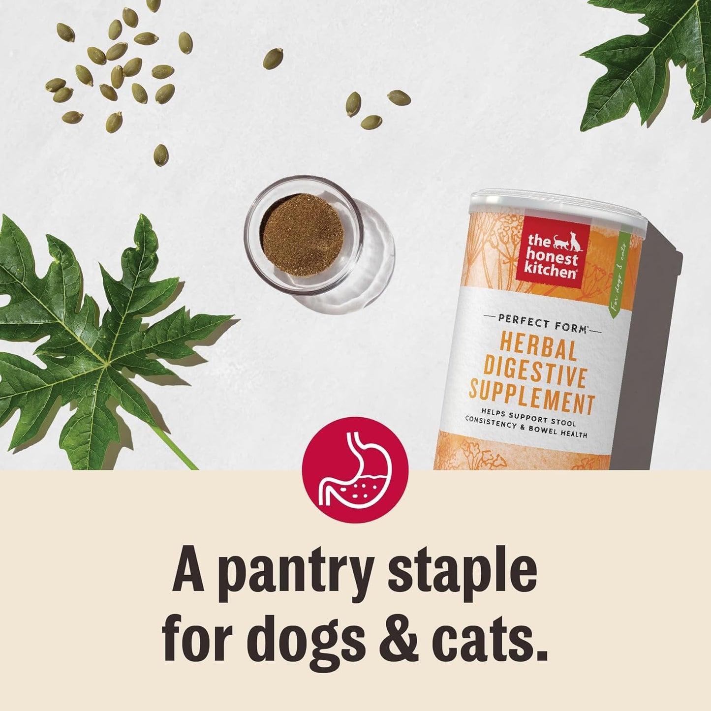 The Honest Kitchen Human Grade Perfect Form Herbal Digestive Supplement for Dogs & Cats, 3.2 Ounces