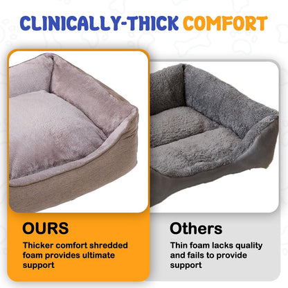 Makigued Rectangle Dog Bed for Small Dogs Washable Pet Bed with Bolster Sides Non-Slip Bottom Pet Sofa Waterproof Lining Durable Pet Cuddler, Light Brown, 21x 16x 6.3 in